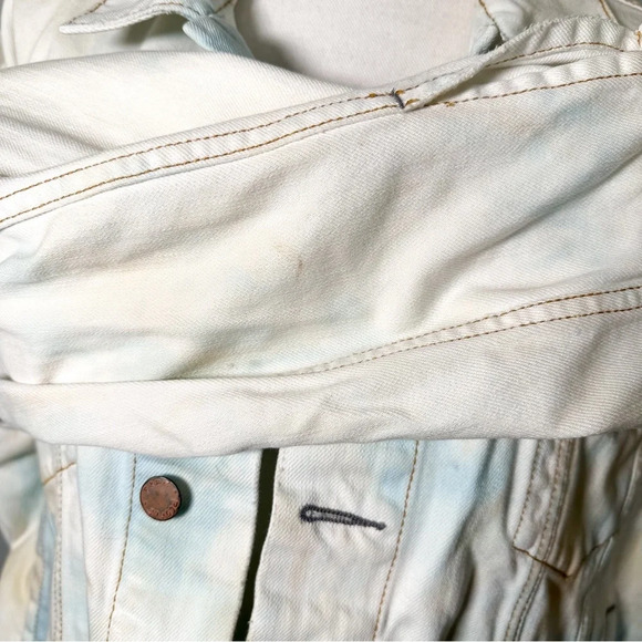 Free People White Multi Colored Tie Dye Denim Oversized Jacket - Picture 8 of 8